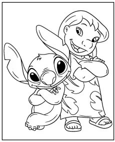 Lilo i Stitch kolorowanka razem glowni bohaterowie mini