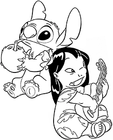 lilo i stitch kolorowanka razem ukulele