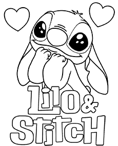 lilo i stitch kolorowanka walentynkowa