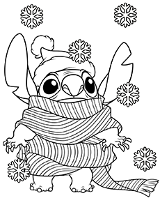 lilo i stitch zimowa kolorowanka snieg