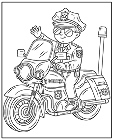 policjant na motocyklu kolorowanka