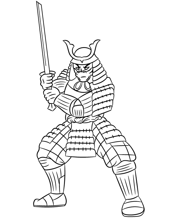 https://kolorowanki.site/wp content/uploads/2025/04/Samuraj z mieczem kolorowanka