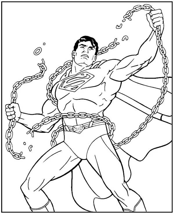 https://kolorowanki.site/wp content/uploads/2025/04/superman rozrywa lancuch kolorowanka