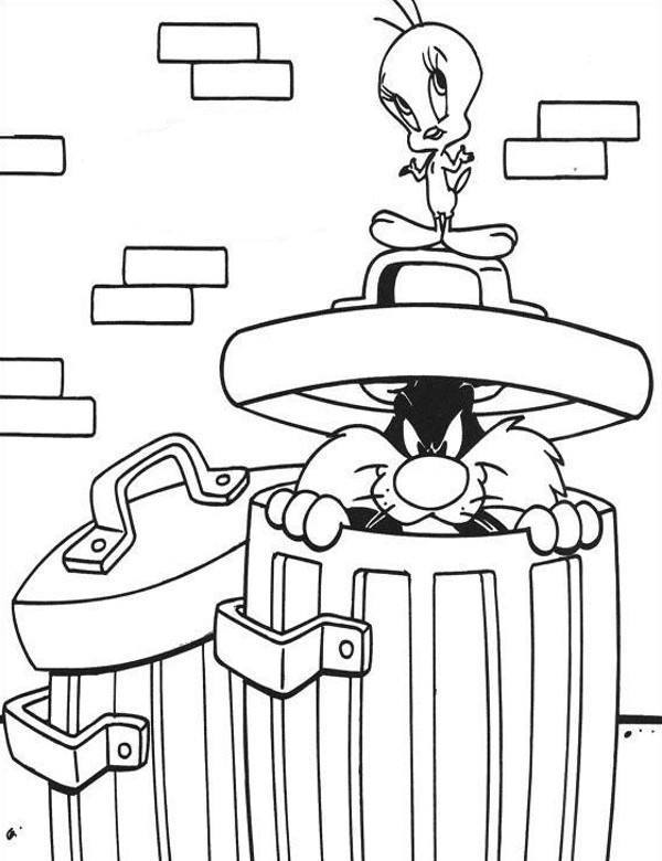 https://kolorowanki.site/wp content/uploads/2025/04/Tweety sylwester kolorowanki