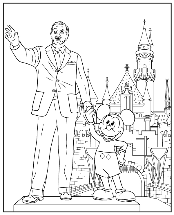 https://kolorowanki.site/wp content/uploads/2025/04/Walt Disney Mickey Mouse pomnik kolorowanka Disneyland
